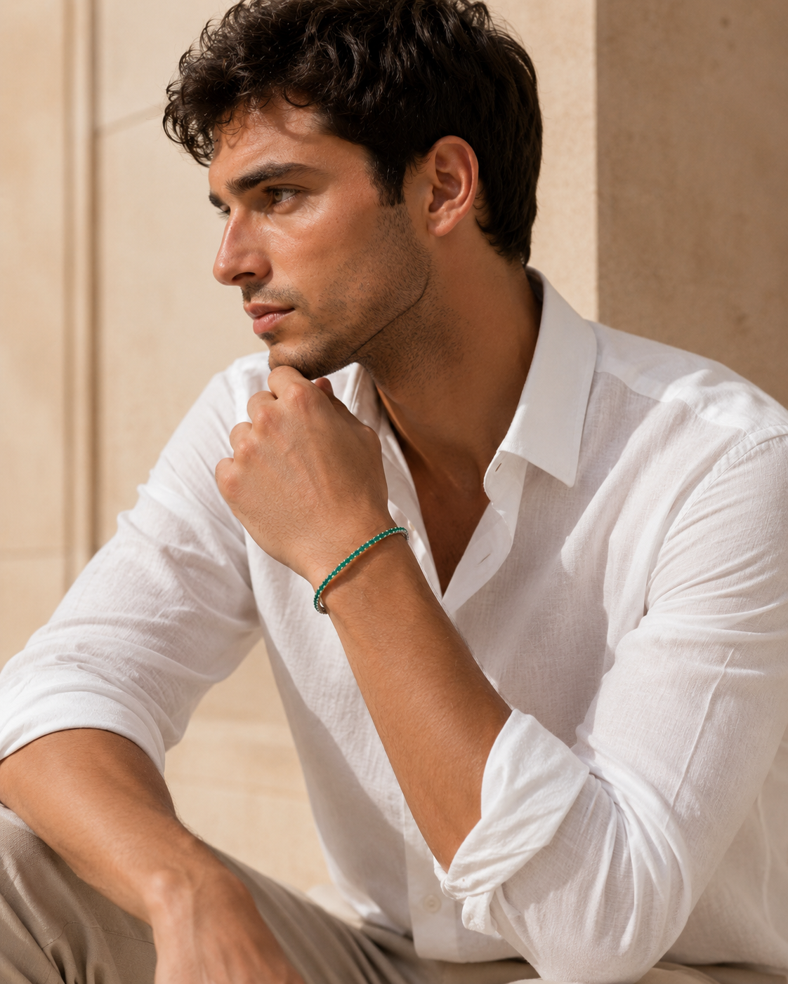 Adrián | Pulsera Elegante de Circonitas Verde Esmeralda
