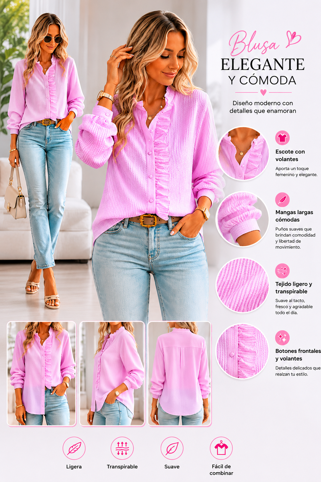 Olivia | Blusa de algodón con volantes