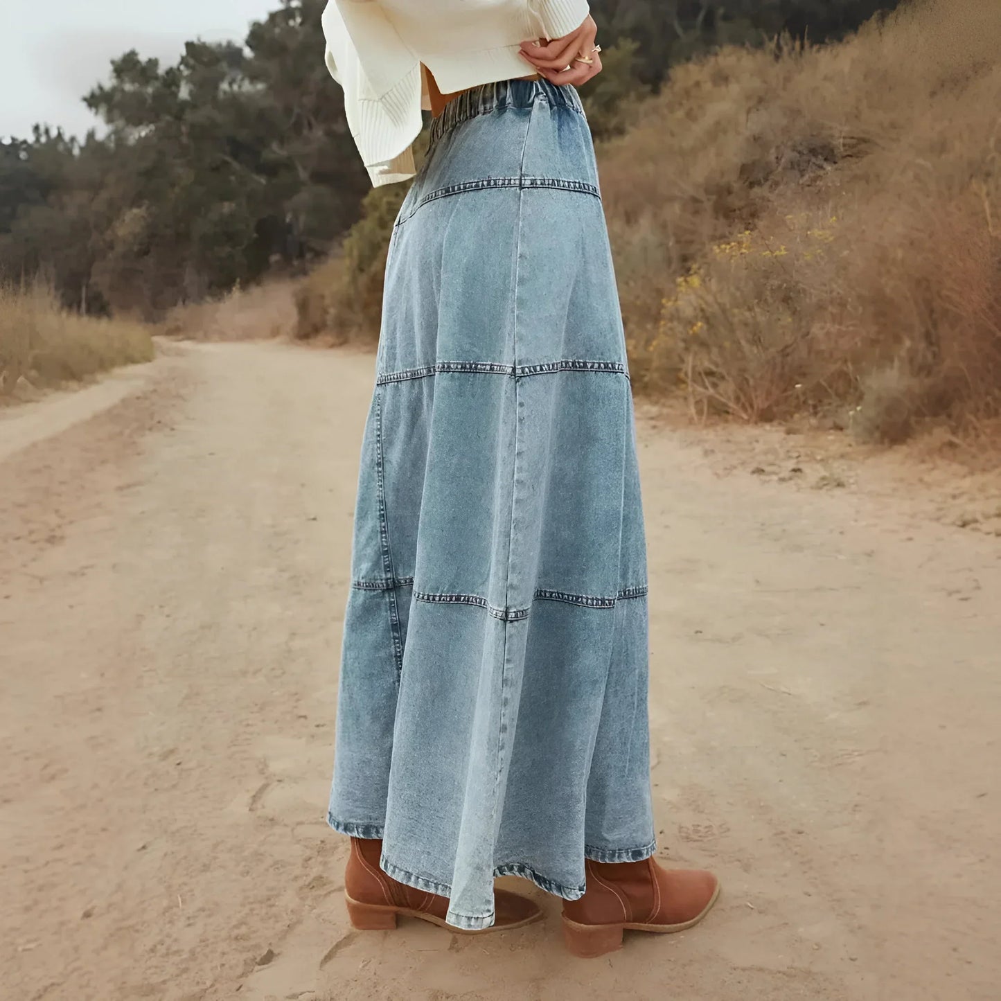 Ava | Falda maxi vaquera con tiras