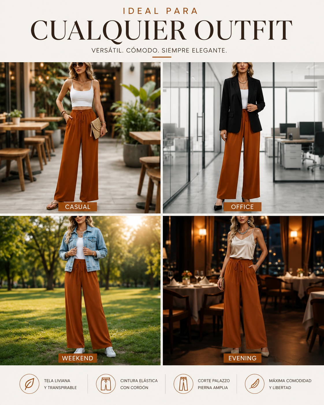 Sara | Pantalón palazzo