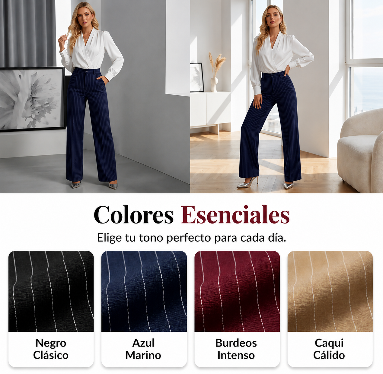 Nerea | Pantalones de cintura alta y de corte ancho a rayas