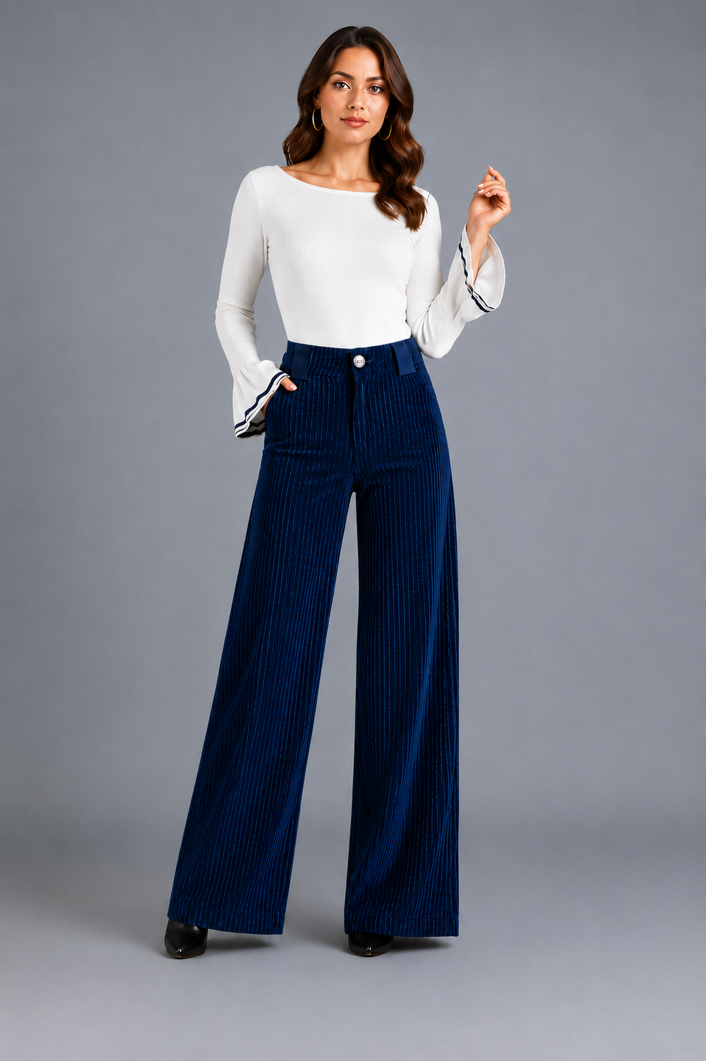 Anna | Pantalones de terciopelo de pierna ancha
