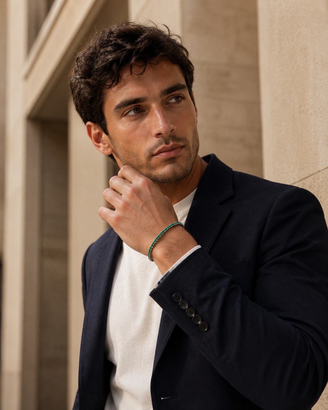 Adrián | Pulsera Elegante de Circonitas Verde Esmeralda
