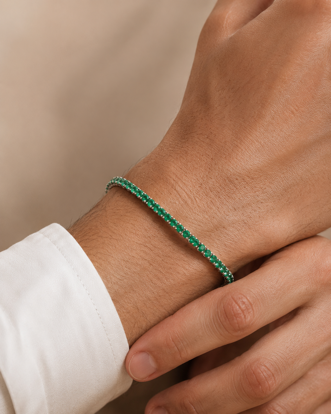 Adrián | Pulsera Elegante de Circonitas Verde Esmeralda