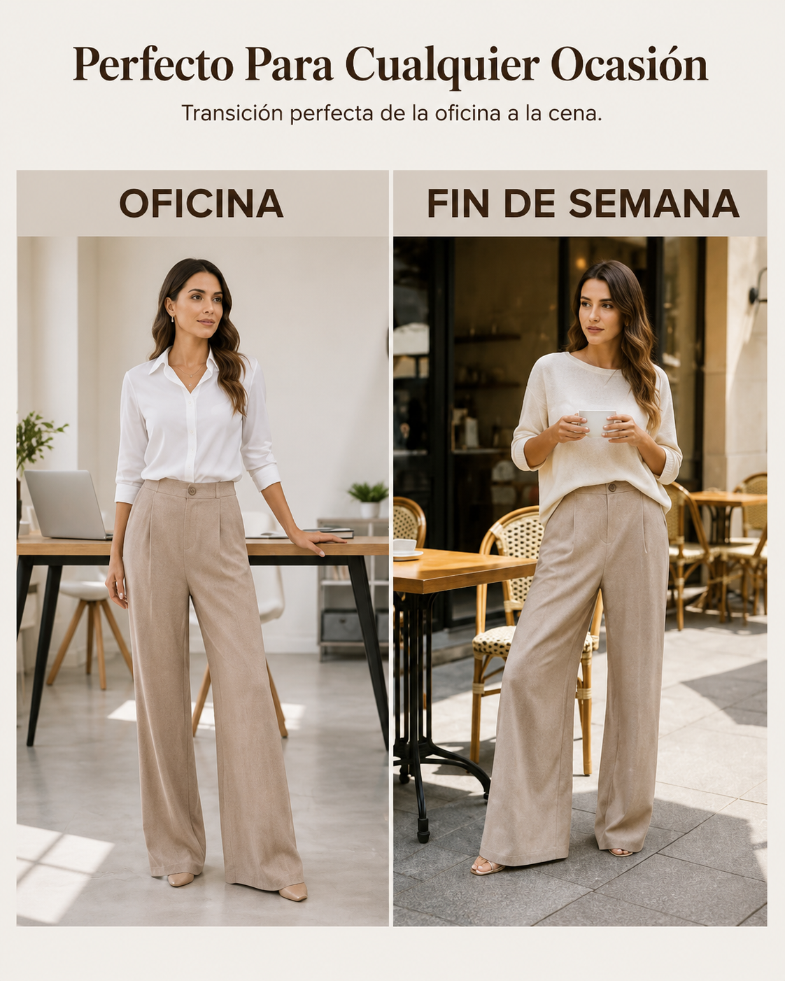 Lucía | Pantalones informales de cintura alta con botón