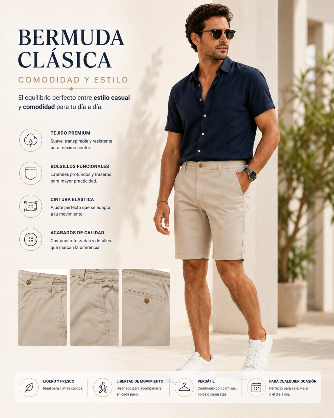 Alejandro | Pantalones cortos estilo informal y ejecutivo