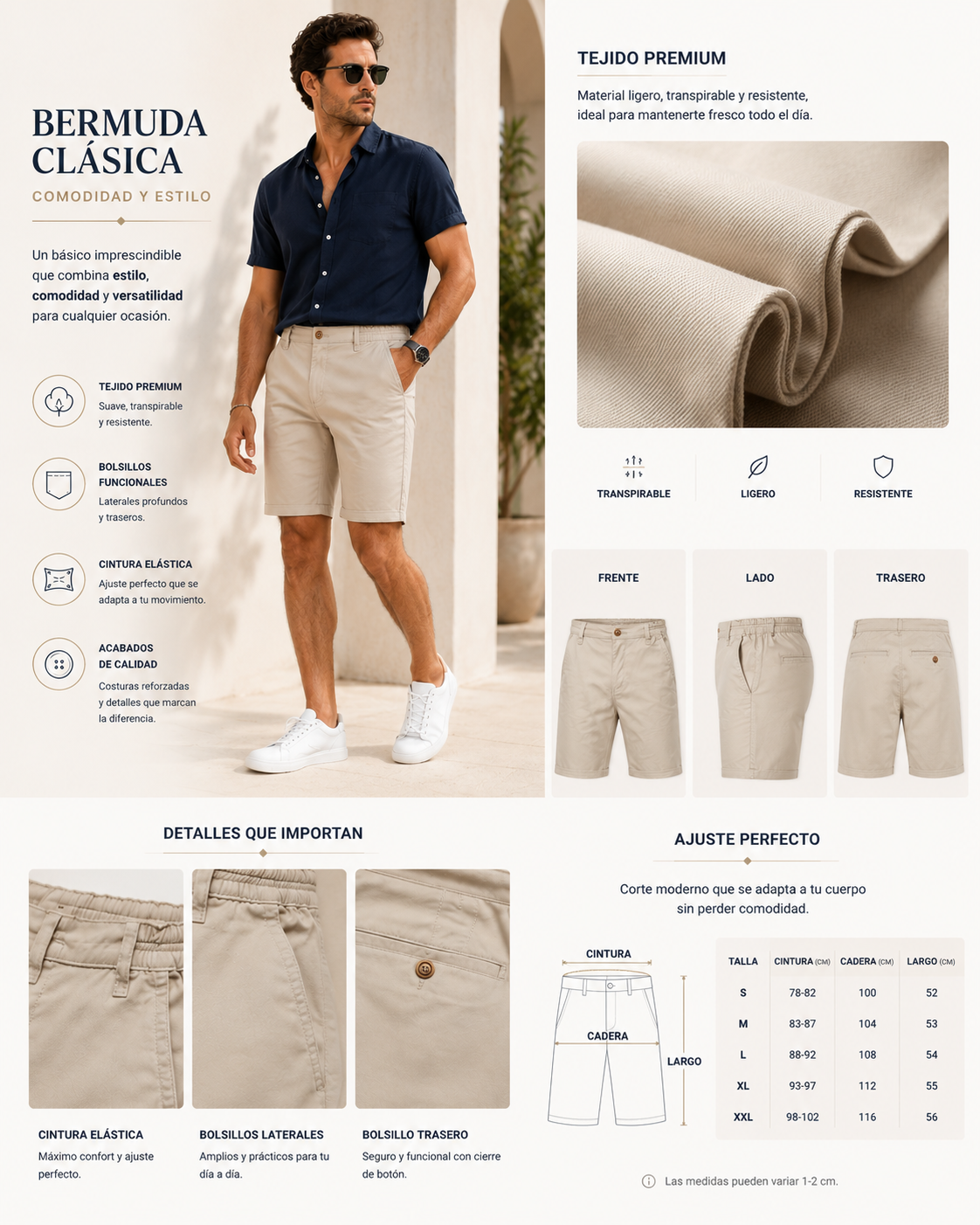 Alejandro | Pantalones cortos estilo informal y ejecutivo