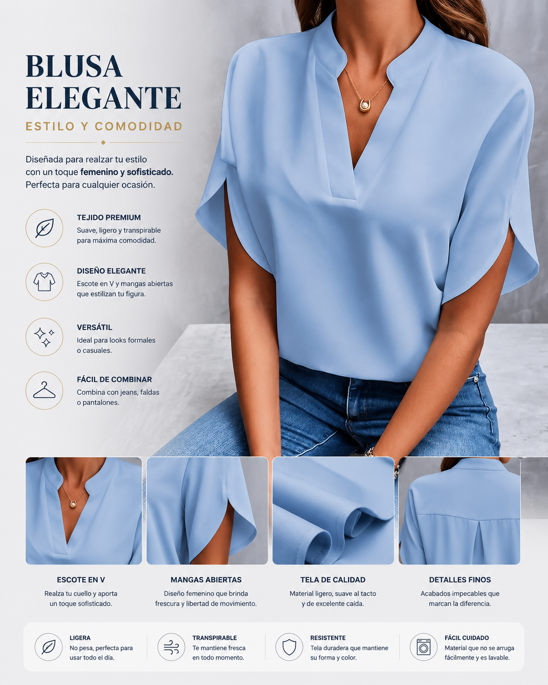 Sophia | Blusa elegante con cuello en V