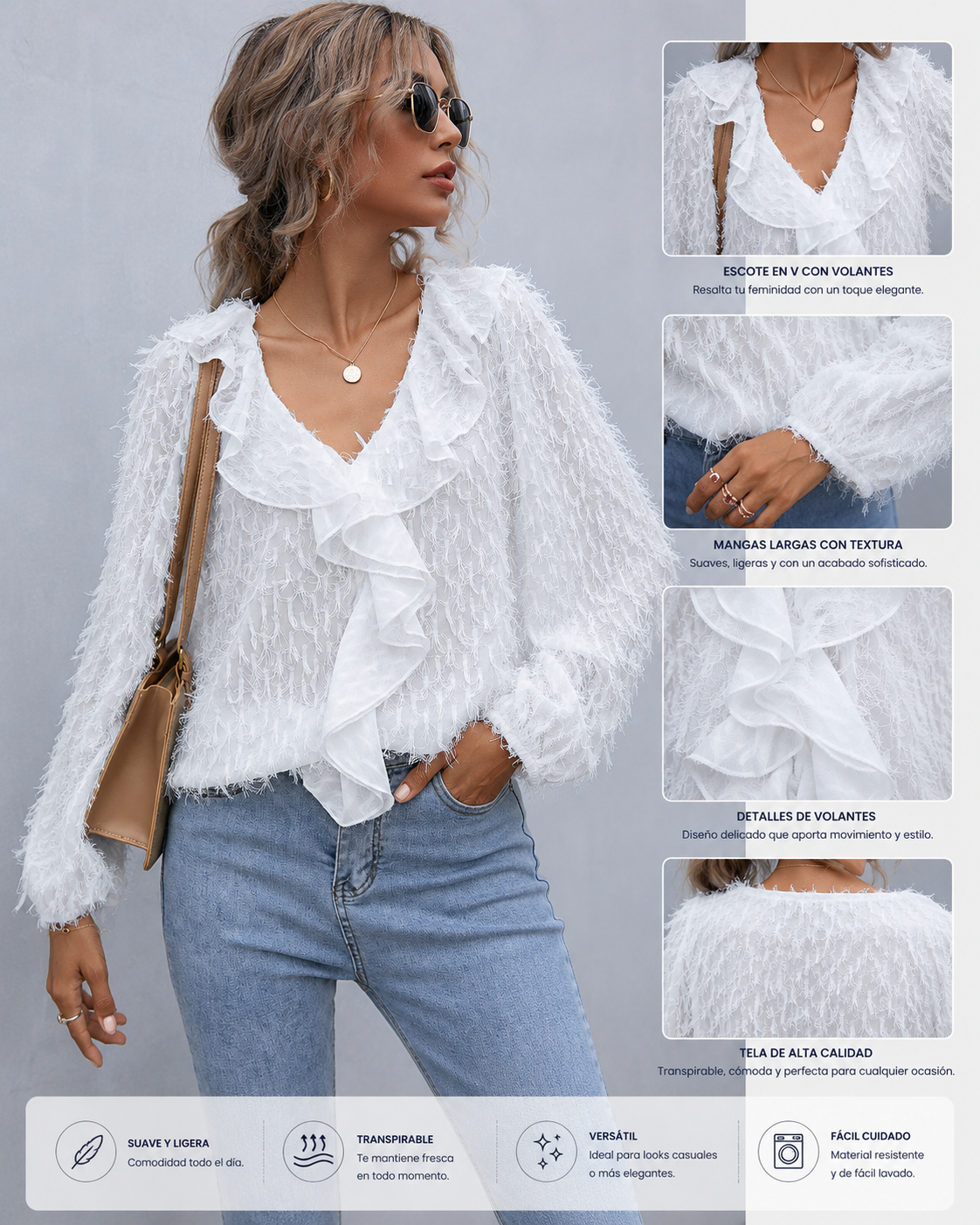 Lily | Camisa con volantes de plumas