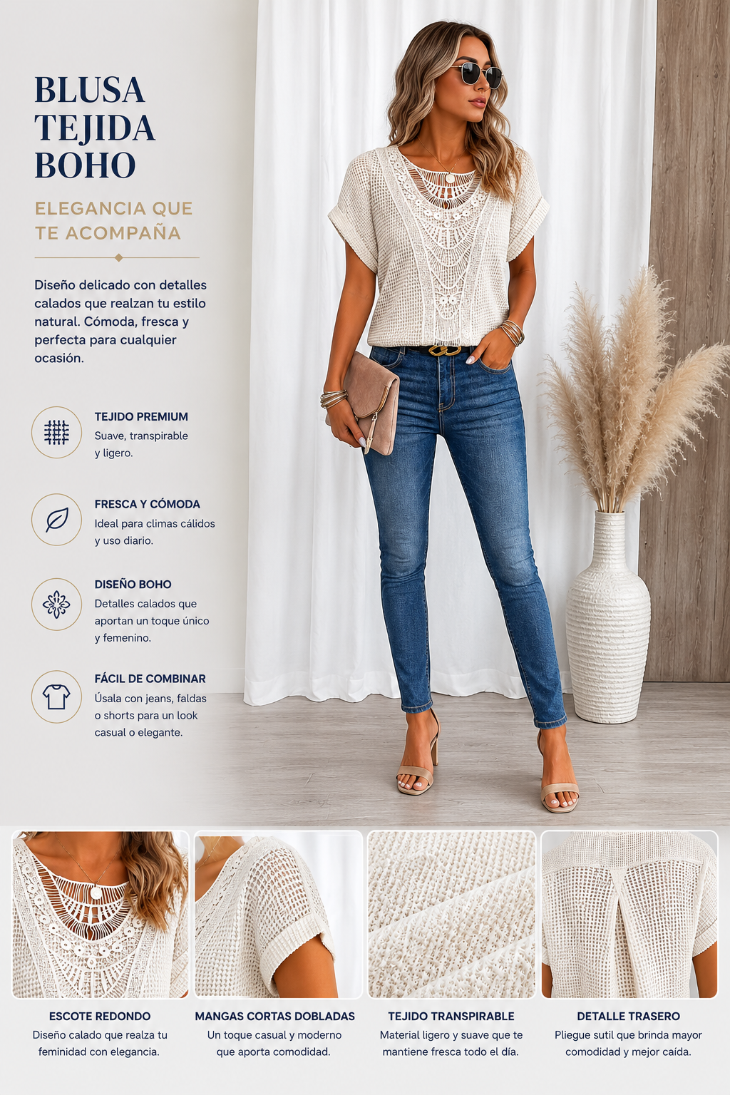 Emma | Camiseta de encaje de ganchillo
