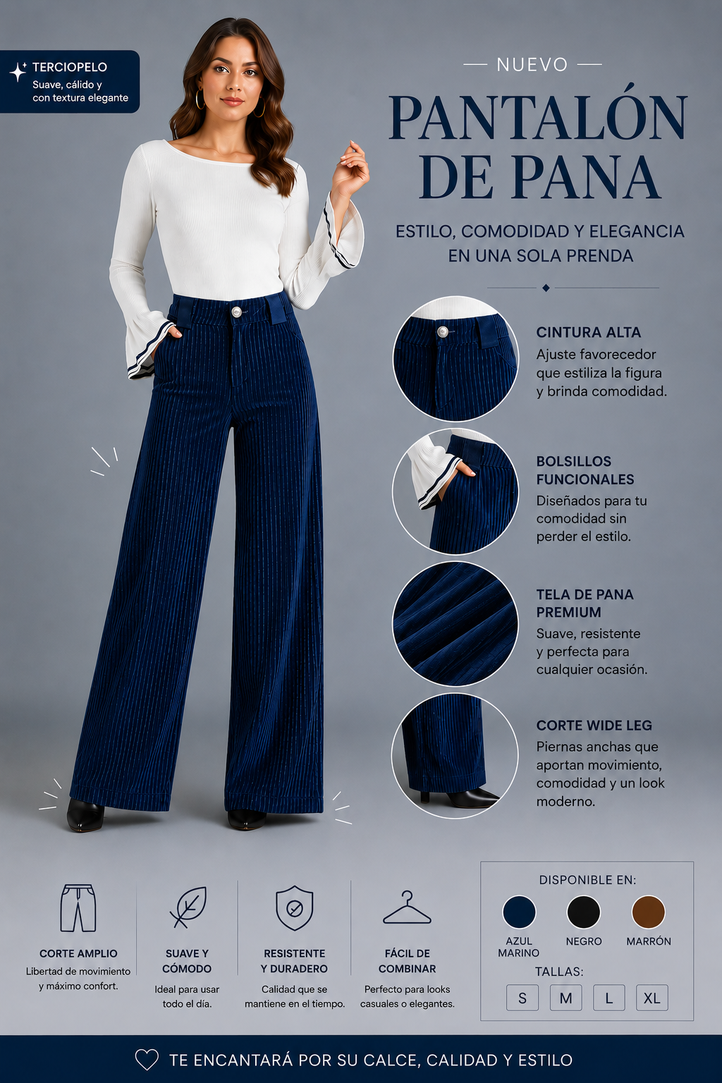 Anna | Pantalones de terciopelo de pierna ancha