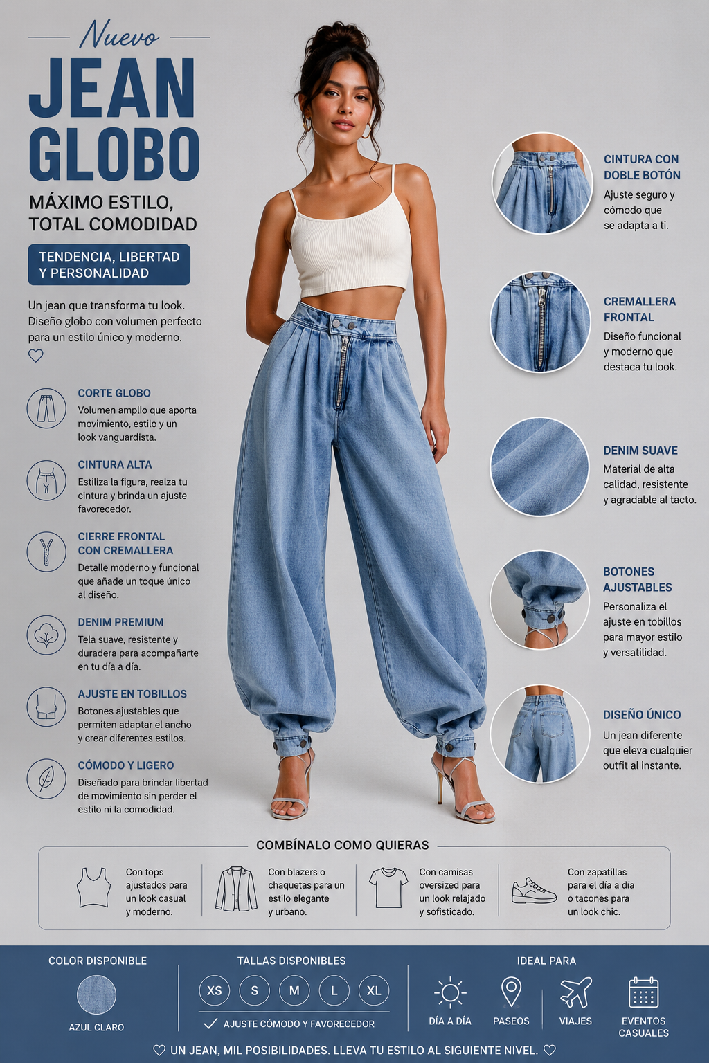 Alejandra | Pantalones vaqueros globo