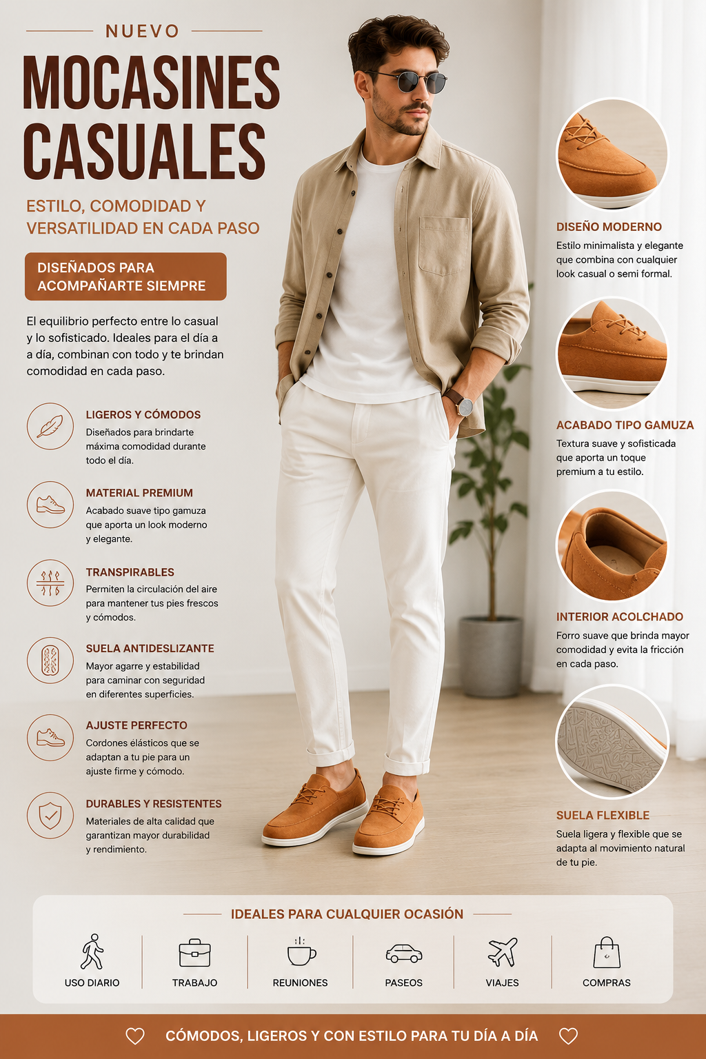 Fernando | Mocasín de ante con cordones