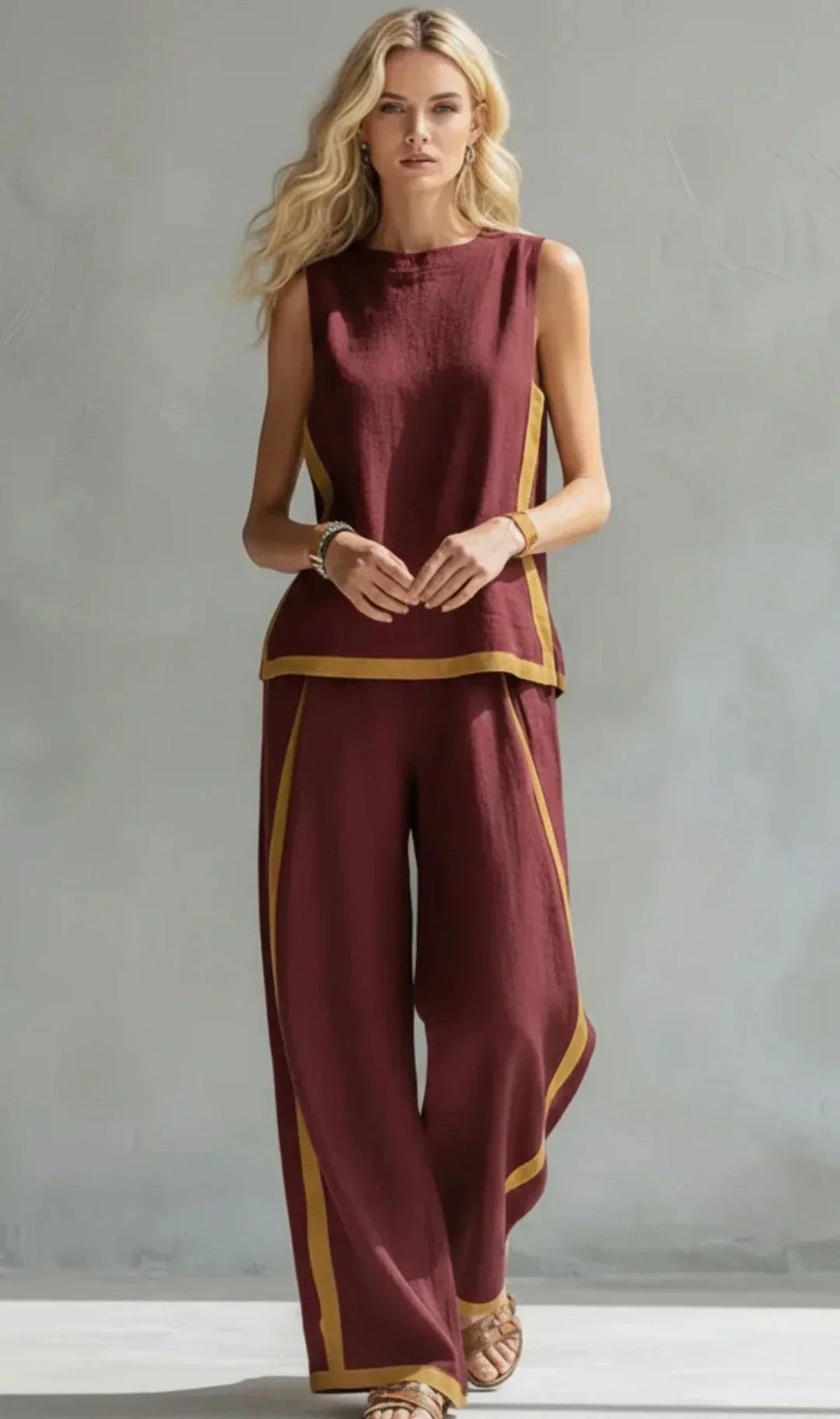 Ursula – Conjunto Chaleco y Pantalón Chic-Casual con Acabados Bicolor
