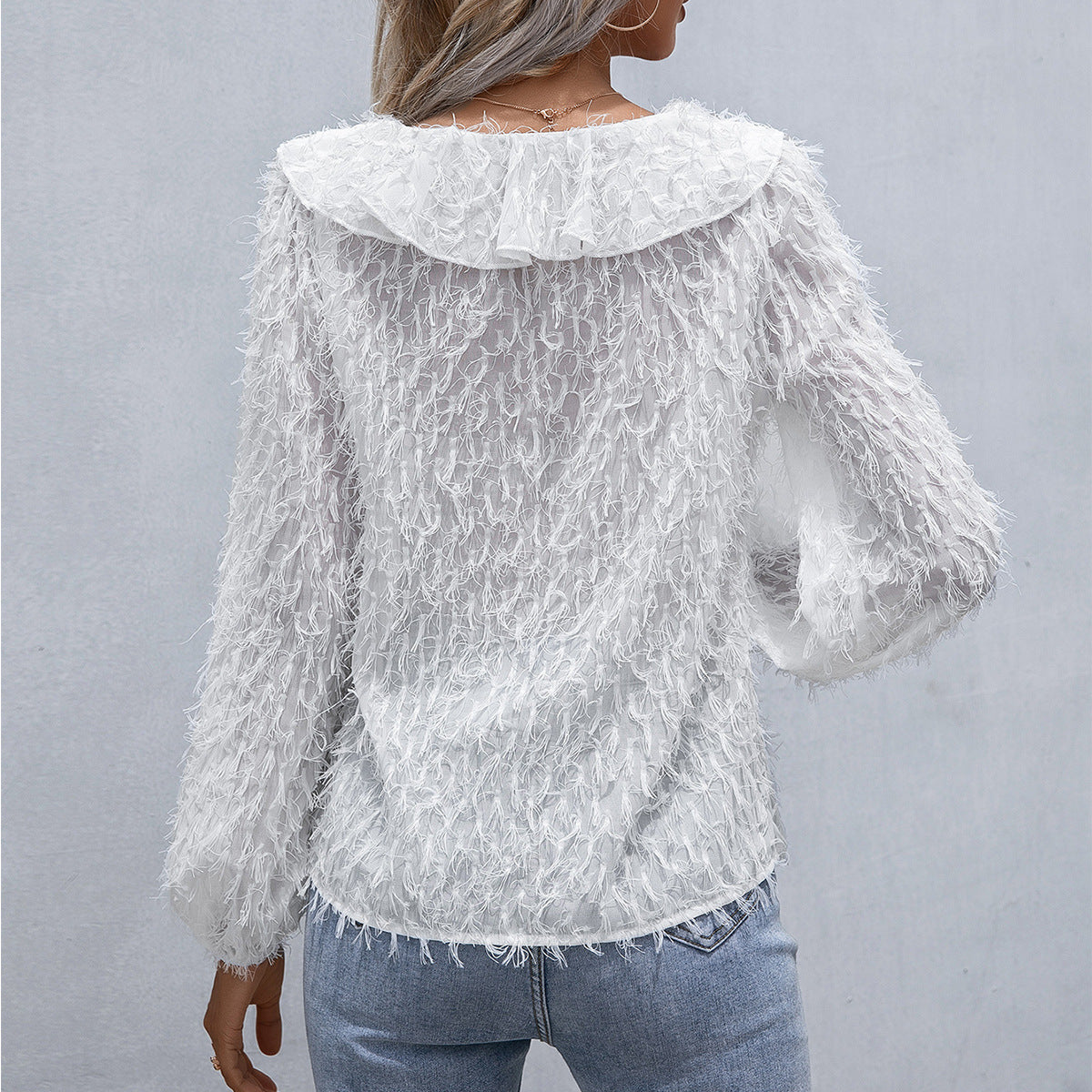 Lily | Camisa con volantes de plumas
