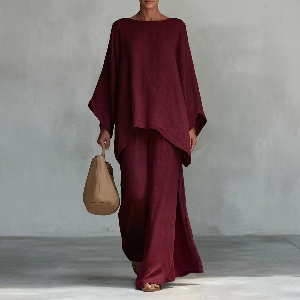 Christine | Conjunto Dos Piezas de Manga Larga y Pantalón Ancho