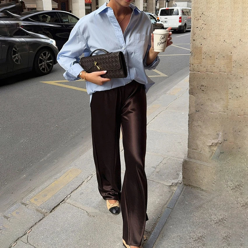 Sofía | Pantalón de satén de pierna ancha