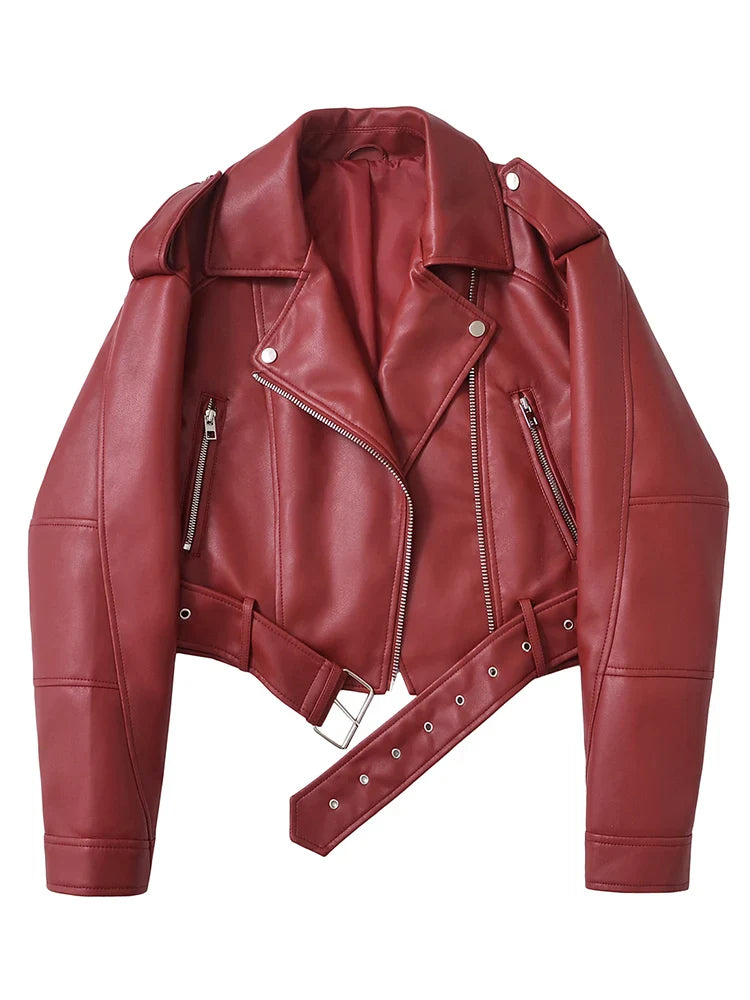 Raquel | Chaqueta Biker Burgundy Luxe