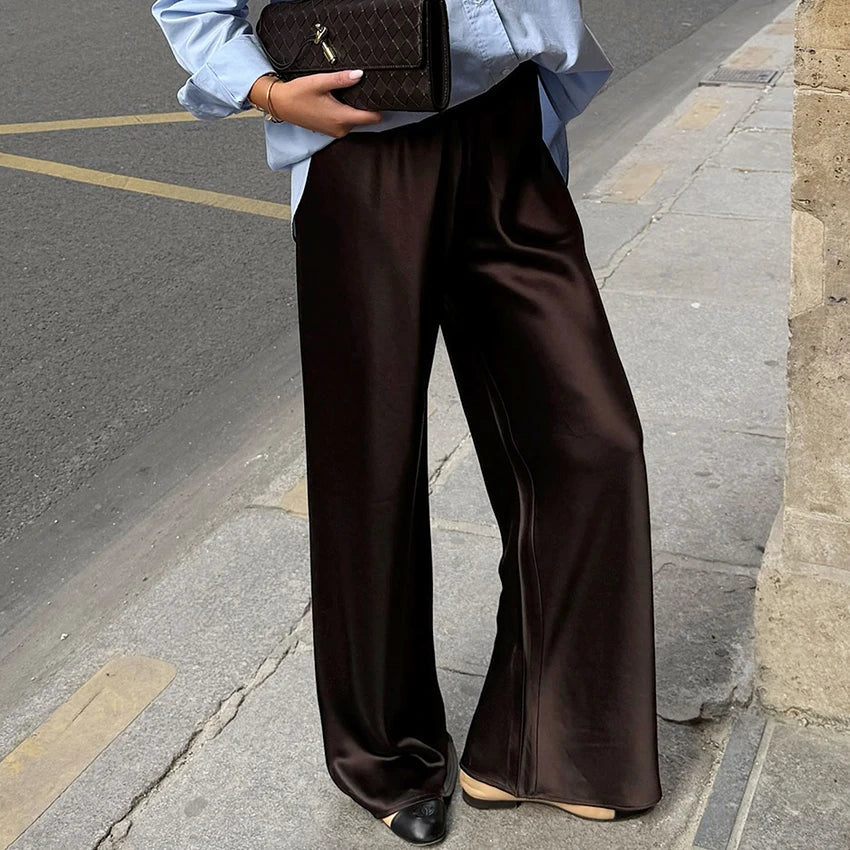 Sofía | Pantalón de satén de pierna ancha