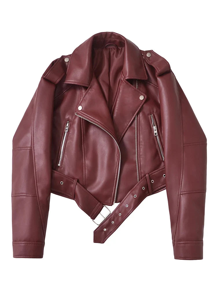 Raquel | Chaqueta Biker Burgundy Luxe