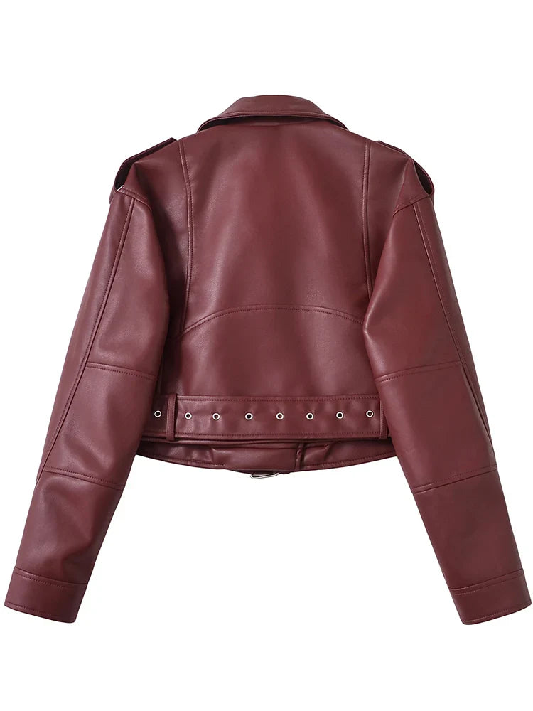 Raquel | Chaqueta Biker Burgundy Luxe