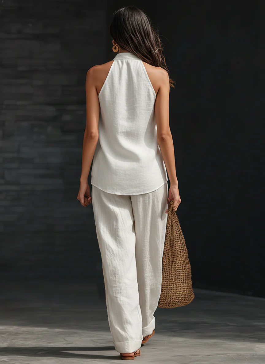 Zoë™ – Conjunto Top Sin Mangas y Pantalón Ancho