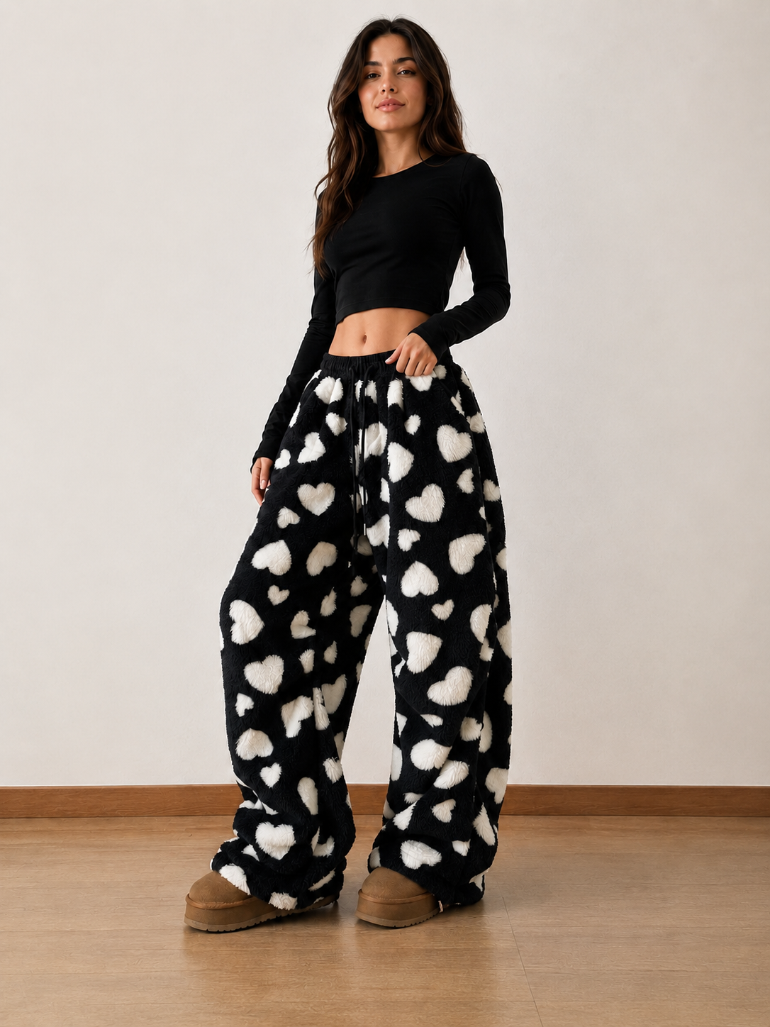 Bea |  Pantalón Peluche Corazones Oversize