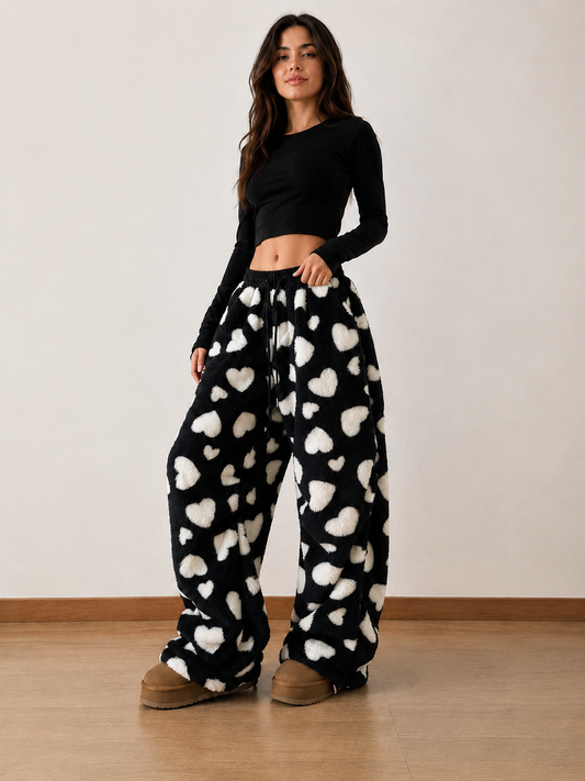 Bea |  Pantalón Peluche Corazones Oversize