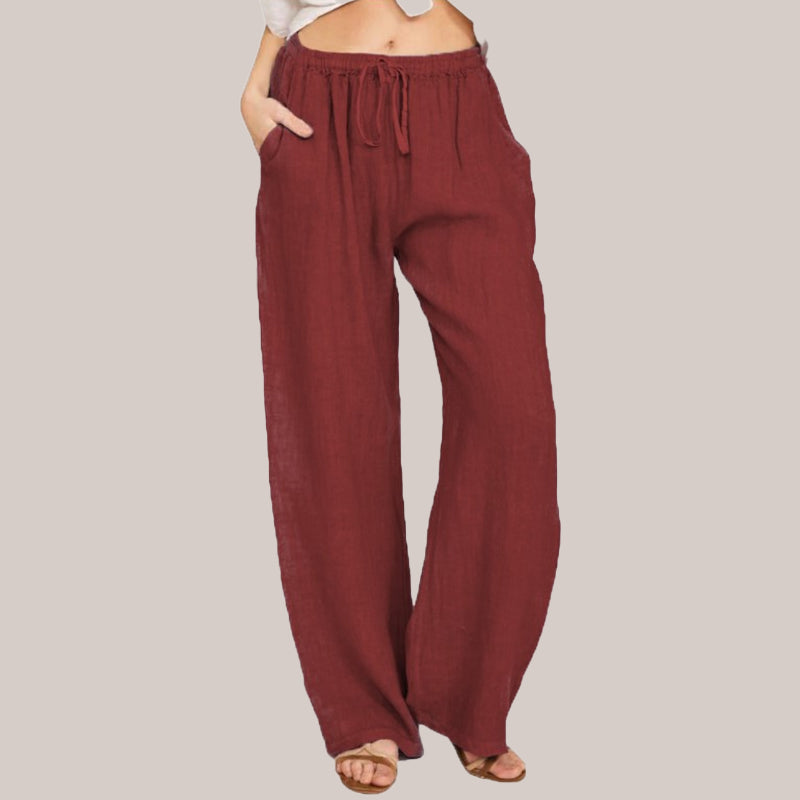 Bianca | Pantalones de verano de algodón y lino de corte ancho