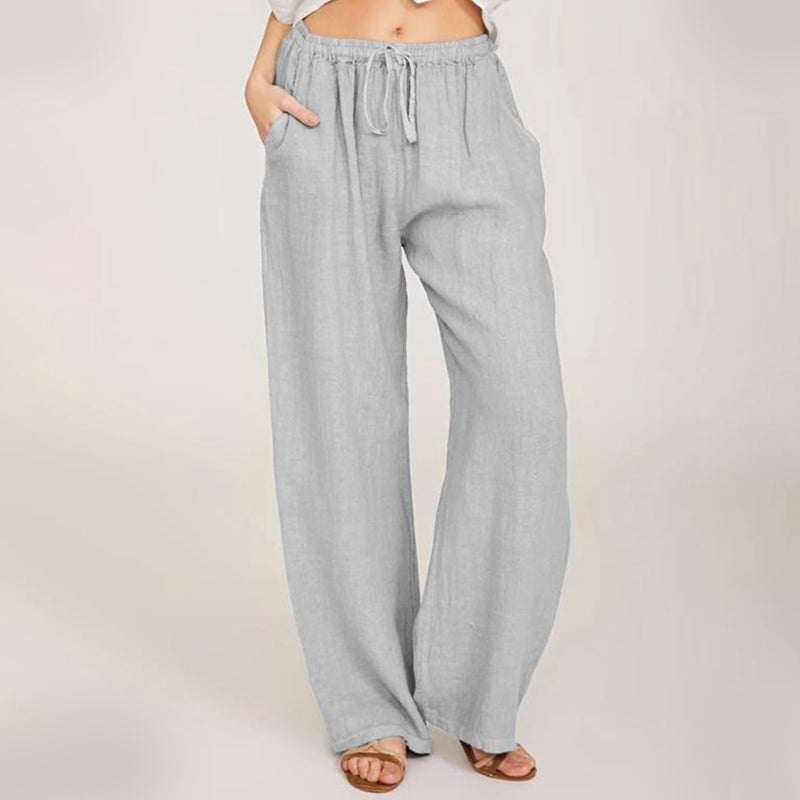 Bianca | Pantalones de verano de algodón y lino de corte ancho
