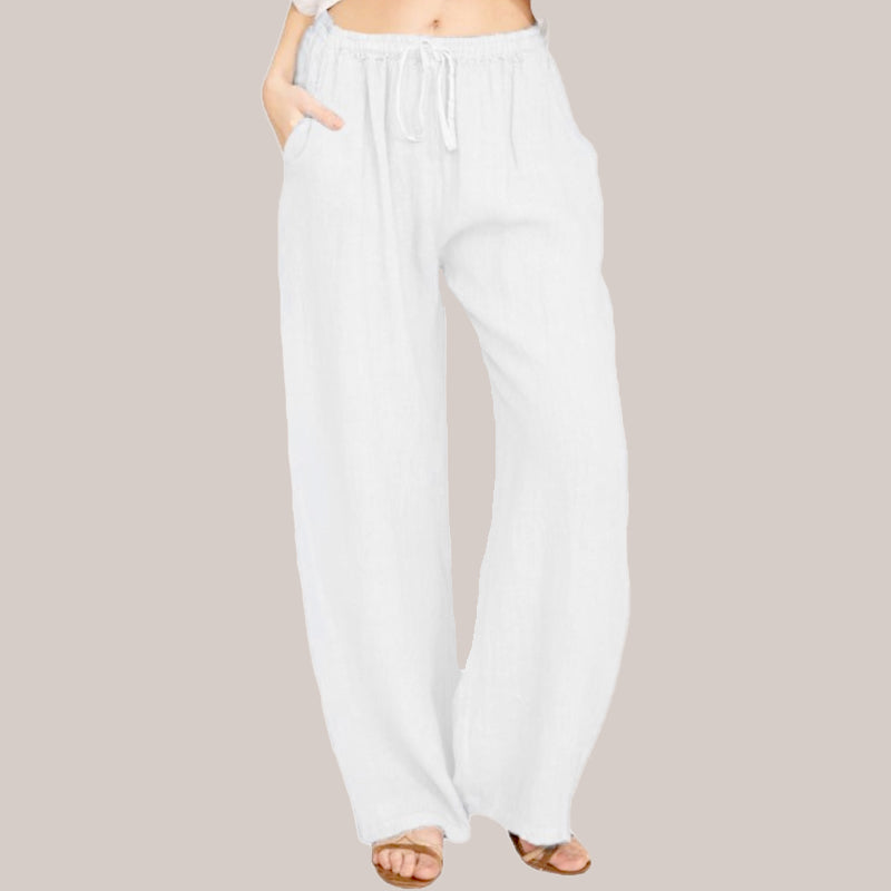 Bianca | Pantalones de verano de algodón y lino de corte ancho