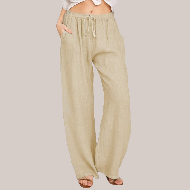Bianca | Pantalones de verano de algodón y lino de corte ancho