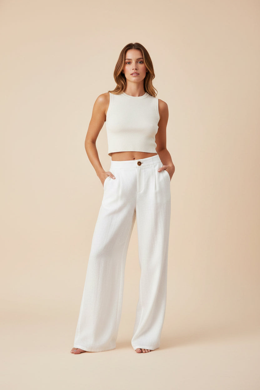 Lucía | Pantalones informales de cintura alta con botón